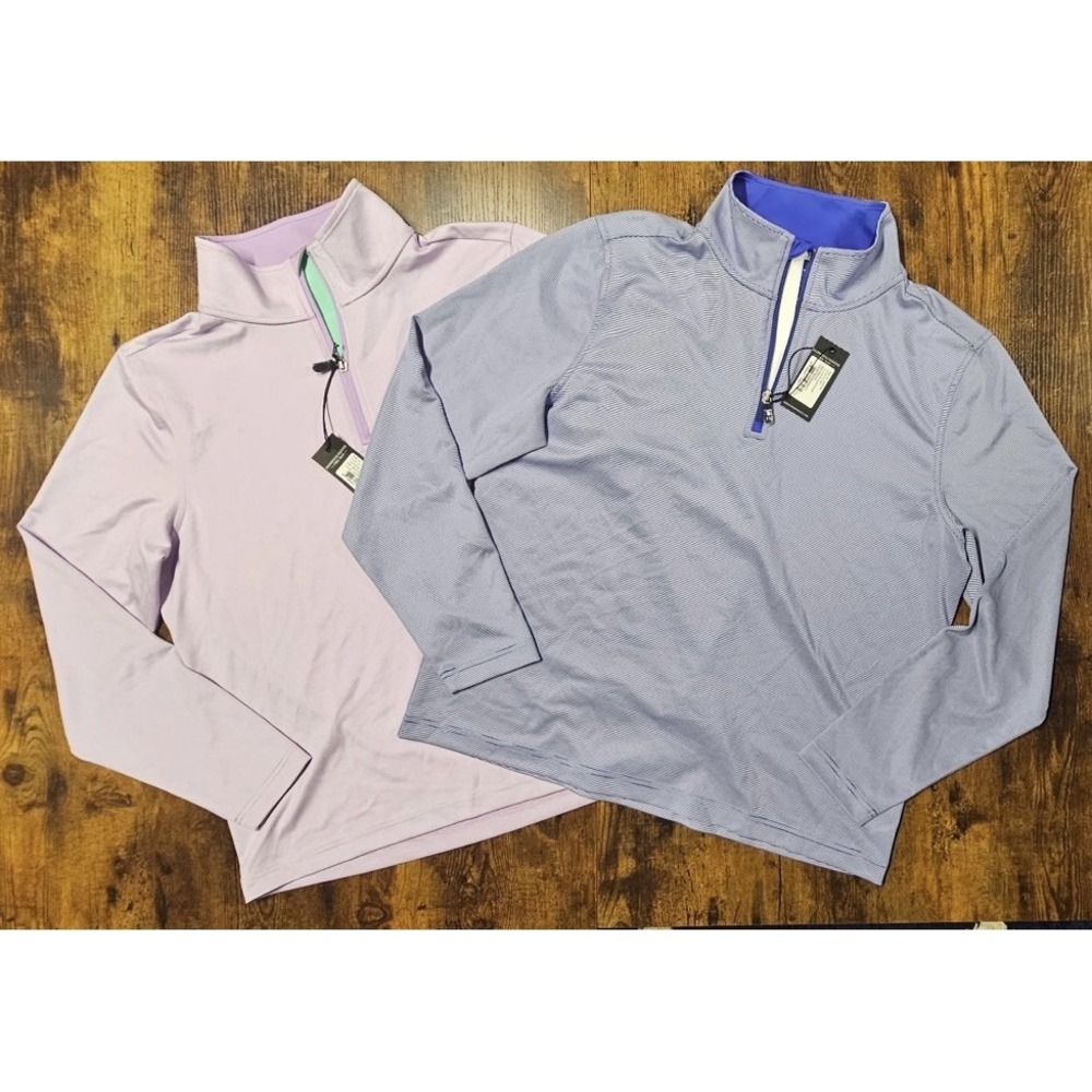 Fairway & Greene Coughlin 1/4 Zip Golf Two Pullovers Blue & Pink Men's Med NWT